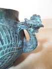 Antique Chinese Bronze Metal Ritual Gui Food Vessel  Rooster Handles  Qianlong 