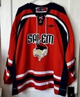 Vtg Sp Pro Canada Salem State Hockey Jersey 58 L Orange Blue Stitched W  Strap