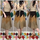 Vintage 1970s Brown Patchwork Suede Leather A-line Midi Skirt   25 