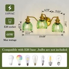 Vintage Bathroom Light Fixtures Gold Vanity Light With Green Glass Lampshade    