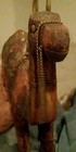 Vintage Mid-century Indian Carved Wood Camel Statue Brass Copper Inlay Folk Art