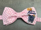 New Mens Jeans Bear Bow Tie Custom Pink Gingham Pre Tied Adjustable Gift