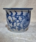 Vintage Blue And White Chinese Porcelain Jardinere Planter Lotus Flower