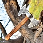 Custom Handmade Carbon Steel Double Head Axe Camping Tactical Tomahawk Viking Ax