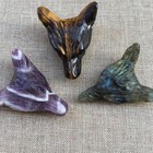 Wholesale Wolf Head Statue Pendant Natural Stone Crystal Quartz Carved Necklace