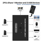 Usb Vga Kvm Switch For 2 Pc Sharing 1 Video Monitor And 3 Usb Devices  Keyboard