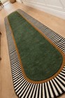 Hand-tufted Modern 2x14 Runner Carpet With Green Center   Striped Border Carpets
