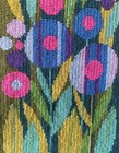 Vintage Embroidered Tapestry Swedish Design Spring Flowers 1970s Mid Century Mod