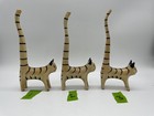Vintage Folk Art Cat Figure Long Tail Carved Wood Ring Holder 8  Tall
