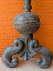 Vintage Fireplace Andiron Finial Cast Iron Gothic Scroll Architectural Salvage