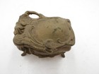 Antique Art Nouveau Footed Metal Jewelry Box Gold Floral Trinket Casket Vintage