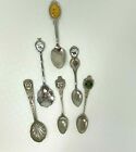 Vintage Souvenir Travel Spoons Lot 6 Pc Usa States Caribbean Enamel 