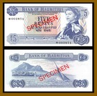 Mauritius 5 10 25 50 Rupees  4 Pcs Set   1973-1982 P-cs1 Specimen Aunc-unc