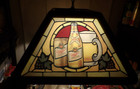 Vintage 1986 Miller High Life Beer Lighted Lamp Hanging Sign Faux Stained Glass
