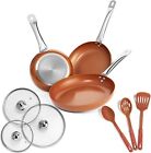 Razab Nonstick Copper Frying Pan Set With Lids And Spatula Set Of 3