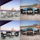 4 Pcs Outdoor Patio Lawn Sofa Set Rattan Wicker Furniture Table W  Cushion