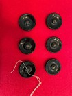 Lot 6 Antique Jet Black Glass Large Chunky Buttons 1  Round -