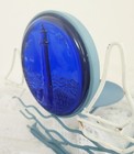Vintage Cobalt Blue Lighthouse Metal Pillar Candle Holder Retro Nautical Mcm