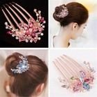 Women Rhinestone Crystal Wedding Flower Hair Comb Clip Hairpin Bridal Jewellery