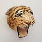 Vintage Terra Cotta Tiger Head Italy Mid Century Glazed Wall Decor