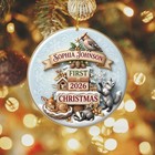Woodland Baby First Christmas Ornament  Personalized Newborn Keepsake  Custom Na
