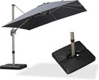 Purple Leaf Patio Cantilever Outdoor Umbrella With 360 Degree Rotation With Base