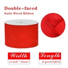 2 5 In X 10 Yards Red Double-faced Satin Wired Edge Ribbon For Bows Crafts