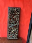 Rare Antique Chinese Gilt Wood Carving - Rooster  Bamboo  And Flowers Panel 25 