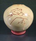 Ceramic Pot Tim Foss Artist Red Clay Pottery Sgraffito Charming Frog Design