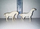 2x Vintage Glazed Porcelain Miniature White Horses