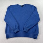 Polo By Ralph Lauren Sweater Mens M Blue 100  Cotton Crewneck Knit Pony