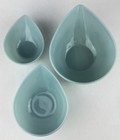 Vintage Fire King Blue Delphite Swedish Modern Teardrop Mixing Bowl Set Of 4