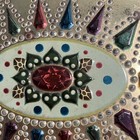 Vintage 1930s Baret Ware Oval Decorative Tin Container Jeweled England Art Deco