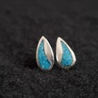 Vintage Sterling Silver Turquoise Earrings Dainty Teardrop Pierced  5 