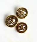 Chanel 1990s Vintage Cc Gold 3 Buttons Jacket  Tweed Fabric Swatch Brand Tag    93