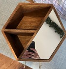 Vintage Wood Hexagon Wall-mounted Cubby Shelf With Mirror And Hooks