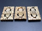 Vintage - Three Hand Carved Rectangular Stone Beads - K466