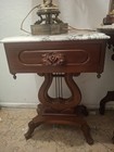 Victorian Mahogany Marble Top Side end Table Nightstand 1 Drawer 23x24x34