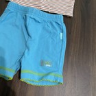 Vintage Carter   s Girls 24m 2pc Knit Striped Short Sleeve Tee   Blue Shorts Set
