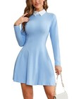  Women s Fall Dresses Long Sleeve Peter Pan Collar Aline Medium Light Blue