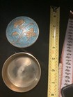 Antique Vintage Brass Turquoise Colored  Flowers Trinket Box