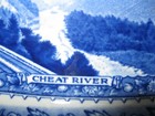Shenango China Baltimore   Ohio Railroad Blue   White Celery Dish Cheat River