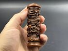 Chinese Vintage Boxwood Carved Dragon Pillar Statue Collection Nice Figurines