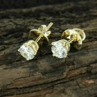 1ct Round Cut Lab-created Diamond 14k Yellow Gold Plated Solitaire Stud Earrings