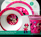 Disney Minnie Mouse Plate Bowl Sippy Cup Kids 3 Pc Dinner Set New Girls