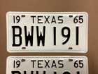 Vintage 1965 Texas License Plate Set High Quality Originals Bww 191