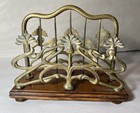 Vintage Art Nouveau Brass   Oak Letter Holder