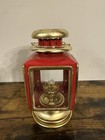Vintage 60s-70s Carriage Oil Kerosene Lantern Lamp Light Red Brass Glass 7 5 In