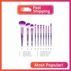 10 Pcs Crystal Unicorn Fan Makeup Brush Set  Professional Face Cosmetics Blendin