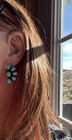 Native American Style Sterling Silver Turquoise Half Cluster Earrings Southwests